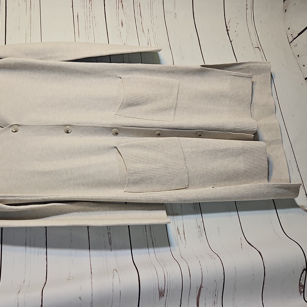 J Jill Button Front Knit Duster Cardigan Pockets Long Sleeve Neutral ,SZ XS - Picture 3 of 8